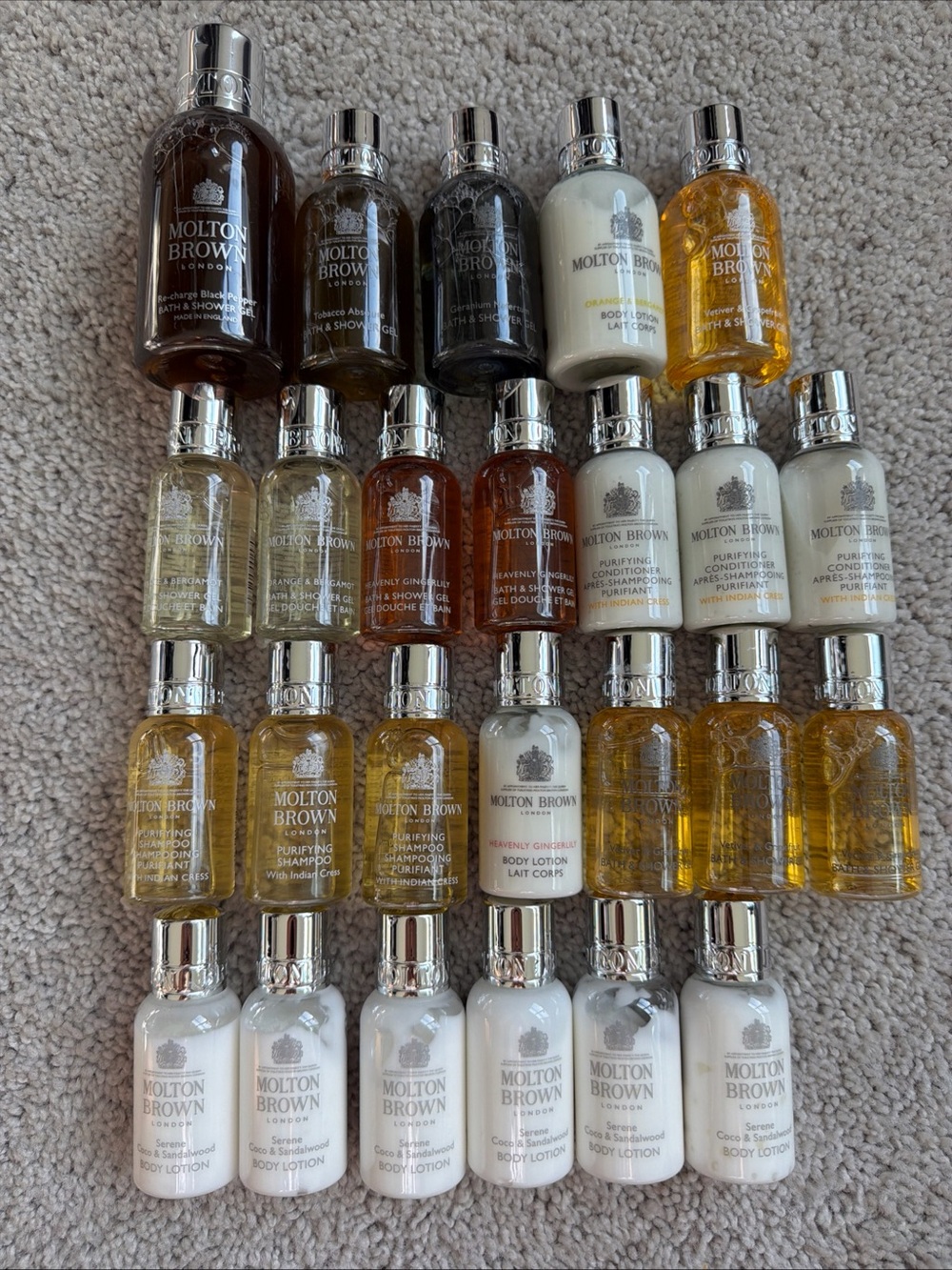 Molton Brown London Large Lot of 25 Bottles Shampoo Conditioner Shower NEW